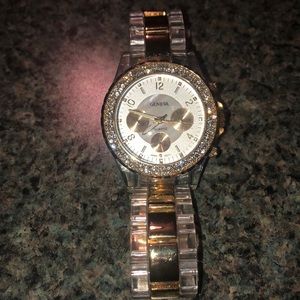Geneva woman’s chronograph style watch shiny stones